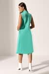 Shop_Kritika Madan Label_Blue Neoprene Mini Dress With Coat_at_Aza_Fashions