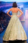 Shop_Anushree Reddy_Green Organza Embroidery Square Neck Micah Flower Chandelier Gown _at_Aza_Fashions