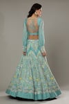 I AM Design_Blue Raw , Organza Peppermint Candy Embroidered Bridal Lehenga Set _Online_at_Aza_Fashions