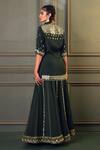 Kaprapan by Anaita Shah_Green Moss Crepe Embroidered Thread Round Mirror Kurta Sharara Set _Online_at_Aza_Fashions