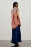 Shop_Akhl_Multi Color Chiffon (100% Viscose) + Glass Yarn Pleated Layered Gown  _at_Aza_Fashions