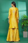 Shop_Surbhi Shah_Yellow Dupatta Organza, Kurta And Sharara Pure Spun Silk Hand Embroidered Set_at_Aza_Fashions