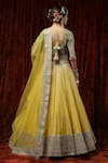 Shop_Shikhar Sharma_Yellow Silk, Chanderi, Net Crystals, Pearls, Embroidery Bridal Lehenga Set _at_Aza_Fashions