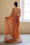 Shop_Nimbus_Orange Saree  Georgette Hand Embroidered Salli Square Neck And Pre-draped Set _at_Aza_Fashions