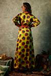 Shop_Esha L Amin_Orange Viscose, Crepe Embroidery Shawl Neck Abstract Flower Print Blazer Dress _at_Aza_Fashions