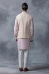 Shop_Sarab Khanijou_Pink Silk, Modal Pearls, Embroidery Thread And Work Waist Coat & Kurta Set _at_Aza_Fashions