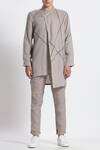 Buy_Son of A Noble Snob_Grey Linen Kurta  _at_Aza_Fashions