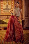 Shop_Etasha by Asha Jain_Gold Embellished 3d Floral Motifs Boat Crochet Crop Top And Palazzo Set For Women_at_Aza_Fashions