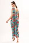 Shop_Nitya Bajaj_Green Net Floral Print Pant Saree And Blouse Set_at_Aza_Fashions