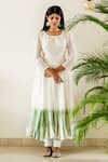 Shop_Cupid Cotton_Off White Silk, Cotton Embroidery, Beads Round Neck Yoke Anarkali Set _at_Aza_Fashions