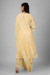 Shop_Shrutkirti_Yellow Cotton Chanderi Embroidery Chikankari V Neck Flower Kurta Set _at_Aza_Fashions