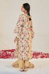 Shop_Sage Saga_Yellow Linen Embroidery, Lace Mahgul Floret Print Kurta For Kids_at_Aza_Fashions