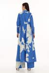 Shop_Koai_Blue Poplin Cotton Floral Lapel Pattern Cape _at_Aza_Fashions