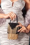 Shop_Forever Noor_Black Embellished O Metallic Chain Tassel Bag _at_Aza_Fashions
