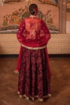 Priyanka Raajiv_Red Silk, Satin, Brocade, Cotton And Handwoven Tissue, Girija Patch Lehenga Set _Online_at_Aza_Fashions