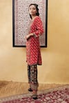 Shop_Soup By Sougat Paul_Black Crepe Embroidery, Sequins Round Neck Zahra Printed Kurta And Pant Set _at_Aza_Fashions