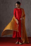 Shop_Weaver Story_Yellow Organza Embroidered Floral Dupatta _at_Aza_Fashions