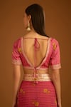 Shop_Shyam Narayan Prasad_Pink Modal Satin Floral Print And Gota Work Saree With Blouse_at_Aza_Fashions