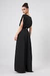 Shop_Aakaar_Black Silk Beads, Crystals Boat Neck Sara Round Jumpsuit With Belt _at_Aza_Fashions