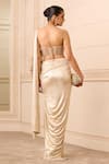 Shop_Tarun Tahiliani_Beige Corset Tulle Embroidered Floral Sweetheart Concept Pre-draped Saree With _at_Aza_Fashions