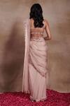 Shop SHASHA GABA Pink Organza Embroidery Plunge Neck Grandi Rosa Pre-draped Saree With Blouse at Aza Fashions Shop_SHASHA GABA_Pink Organza Embroidery Plunge Neck Grandi Rosa Pre-draped Saree With Blouse _at_Aza_Fashions