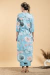 Shop_Divi By Sonal Khandelwal_Sky Blue Cotton Round Neck Nelumbo Printed Straight Fit Tunic And Pant Set _at_Aza_Fashions
