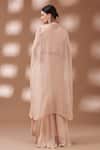 Shop_Tuli_Beige Georgette Pearls Embellished Cape Skirt Set_at_Aza_Fashions