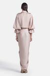 Shop_431-88 By Shweta Kapur_Beige Satin Samara Skirt _at_Aza_Fashions