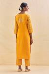 Shop Kamaltaas Yellow Chanderi Silk, Lining Mulmul Gota, Floral Embroidered Kurta And Pant Set at Aza Fashions Shop_Kamaltaas_Yellow Chanderi Silk, Lining Mulmul Gota, Floral Embroidered Kurta And Pant Set _at_Aza_Fashions