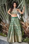 Pinki Sinha_Green Pure Silk Handwoven Pattern Lehenga Set With Unstitched Blouse Fabric _Online_at_Aza_Fashions