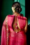Shop_Gul By Aishwarya_Pink Saree  Silk Organza Hand Embroidered Zardosi Leaf Blouse And Set _at_Aza_Fashions