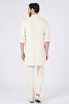 Shop_S&N by Shantnu Nikhil_Off White Cotton Embroidered Faux Leather Details Short Kurta _at_Aza_Fashions