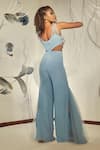 Shop_Babita Malkani_Blue Tulle Embroidered Floral V Neck Cut-out Jumpsuit _at_Aza_Fashions