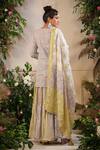 Shop_BAIRAAS_Grey Mulmul Print Khari Round Neck And Gota Work Kurta Set_at_Aza_Fashions
