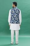 Shop_Spring Break_Blue Denim, Cotton Embroidery Floral Printed Bundi Set _at_Aza_Fashions