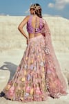 Shop_Nikita Vishakha_Purple Net, Jacquard Embroidery, Pearls Round Neck Zardozi Bridal Lehenga Set _at_Aza_Fashions