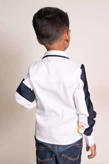 Shop_Toplove_White Cotton Sequins, Embroidery Minion Shirt _at_Aza_Fashions