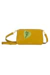 Shop_Aranyani_Yellow Hand Embroidered Threadwork Butterfly Crossbody Bag_at_Aza_Fashions