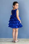 Shop_Pinkcow designs pvt ltd_Blue Taffeta, Crepe Glitter, Embroidery Ruffle Layered Dress _at_Aza_Fashions