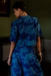 Shop_Paulmi and Harsh_Blue Crepe Printed Floral Patterns Blazer Bluebell And Pant Set  _at_Aza_Fashions