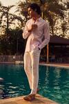 Shop_Philocaly_Pink 100% Cotton Steeplechase Pinstripe Shirt _at_Aza_Fashions