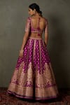 Shop_RI.Ritu Kumar_Pink Blouse And Lehenga Polyester Printed Paisley Leaf Neck Ashvika Bridal Set _at_Aza_Fashions