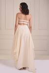 Shop_Shwetanga_Ivory Cotton Embroidery Square Neck Organic Cowl Draped Gown _at_Aza_Fashions