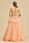 Shop_Nitika Gujral_Peach Lehenga And Dupatta Net Embroidery Floral Halter Waistband Blouse Set _at_Aza_Fashions