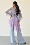 Shop_K-Anshika_Purple Georgette Beads, Sequins V-neck Chevron Pattern Top Pant Set _at_Aza_Fashions