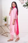 Shop_Geetika Jain_Pink Kurta  Pure Chanderi Hand Embroidered Floral Mirror Pant Set  _at_Aza_Fashions