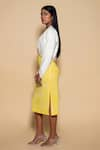 Shop_Ranng Label_Yellow Lycra Tie And Dye Straight Midi Dress _at_Aza_Fashions