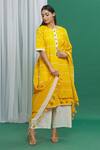 Shop Banana Labs Yellow Cotton Print Stripe Hand Block Pattern Dupatta at Aza Fashions Shop_Banana Labs_Yellow Cotton Print Stripe Hand Block Pattern Dupatta_at_Aza_Fashions
