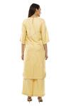 Shop_Khat_Yellow Tencel Embroidery Square Neck Abstract Kurta Palazzo Set _at_Aza_Fashions