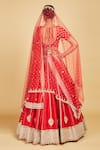 Shop_Amrin khan_Red Blouse And Lehenga Handloom Raw Zardozi Flower Boota Bridal Set  _at_Aza_Fashions